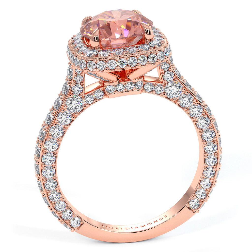 4.18ctw GIA Certified Fancy Intense Pink Lab Grown Diamond Engagement Ring 18k Rose Gold