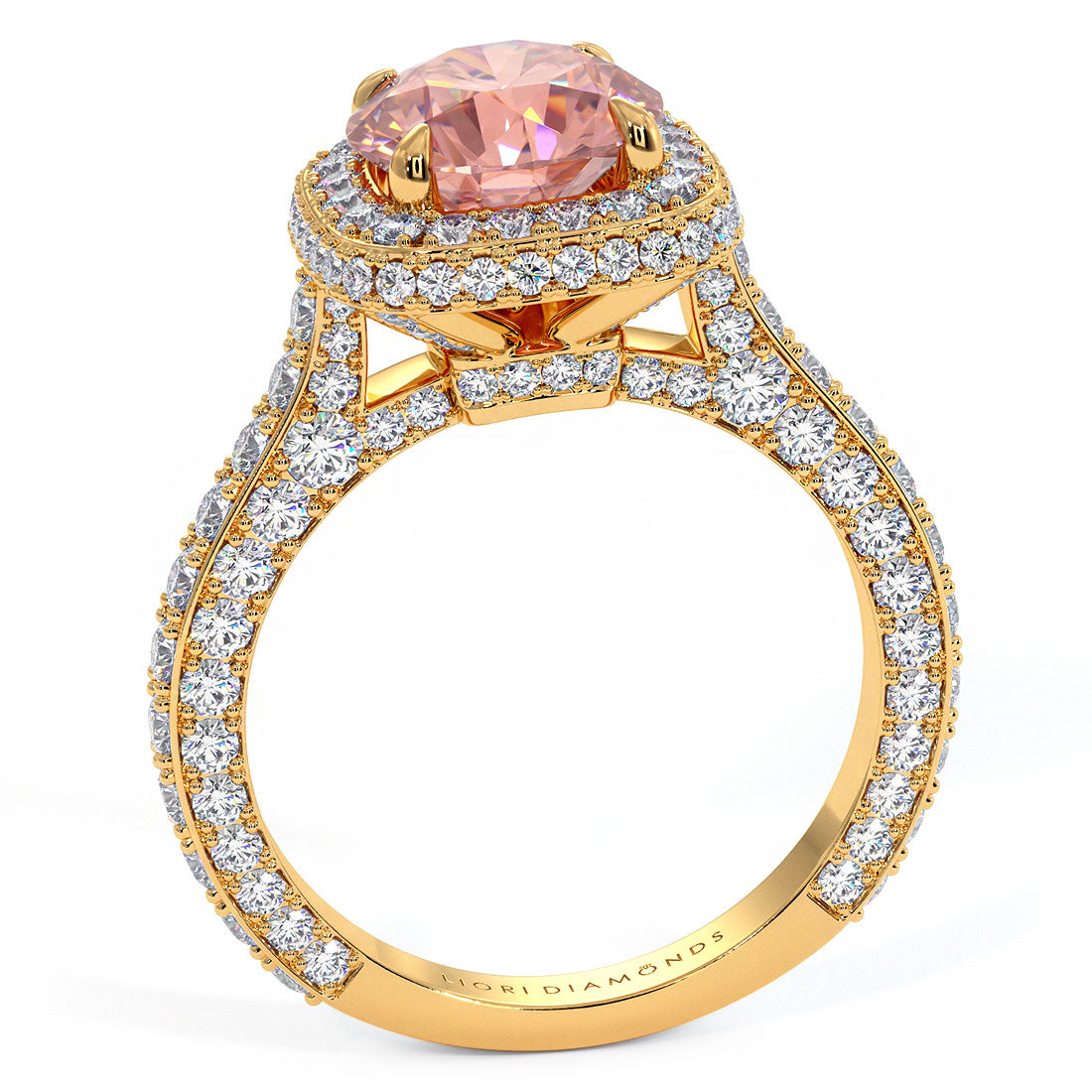 4.18ctw GIA Certified Fancy Intense Pink Lab Grown Diamond Engagement Ring 18k Yellow Gold