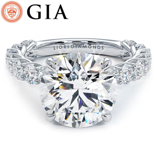 4.51ctw GIA Certified Round Brilliant Lucida set Lab Grown Diamond Engagement Ring set in Platinum