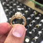 ER-0274 - 0.96 Carat H-VVS1 Emerald Cut Diamond Engagement Ring 14k Yellow Gold Pave Halo
