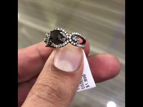 BDR-058 - 1.62 Carat Certified Natural Black Diamond Engagement Ring 14k Black Gold