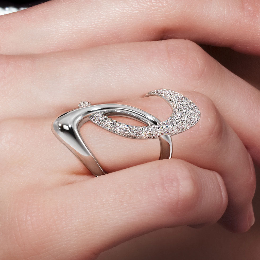 1.55ctw Diamond Cocktail Fashion Ring 14k White Gold