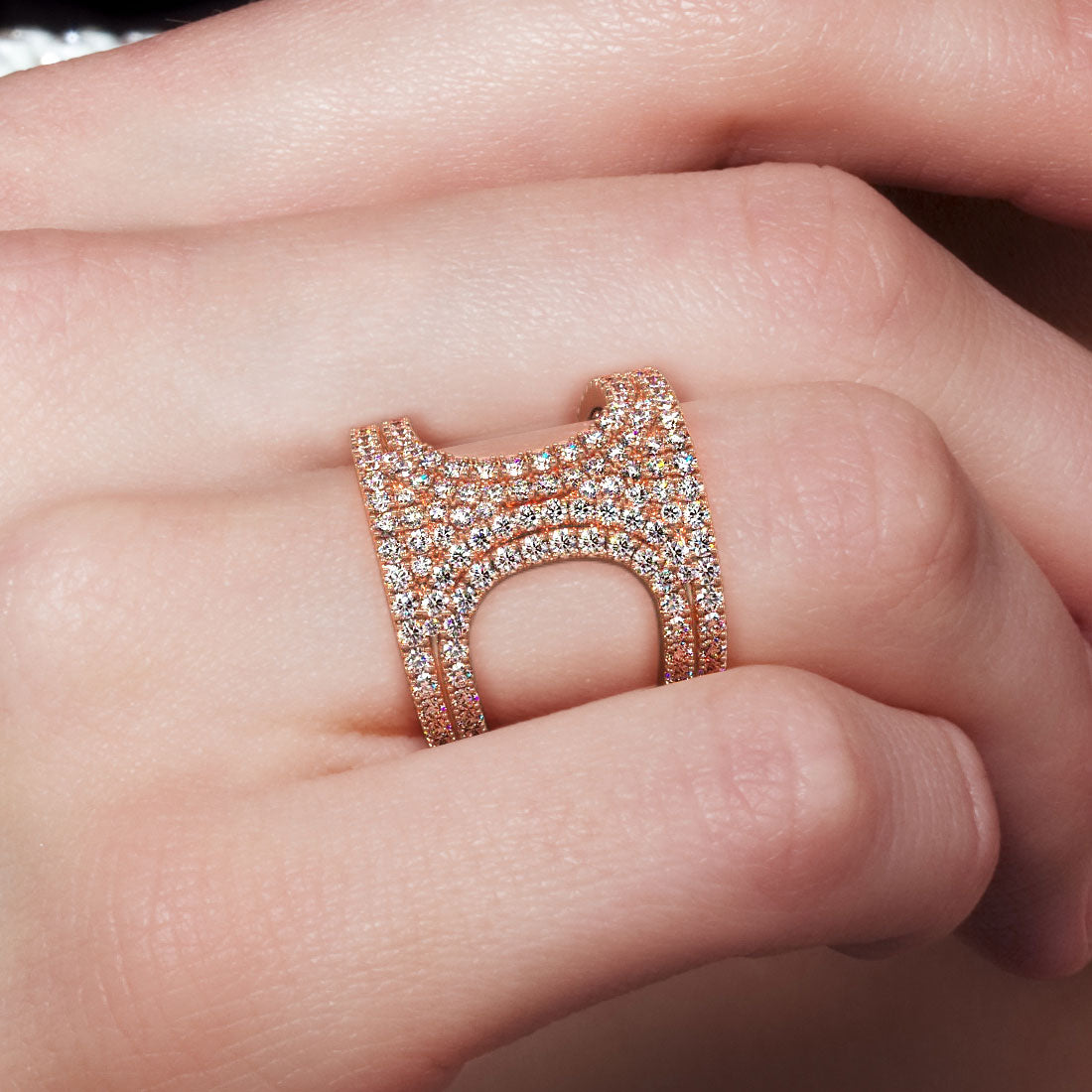 1.83ctw Diamond Cocktail Fashion Ring 14k Rose Gold