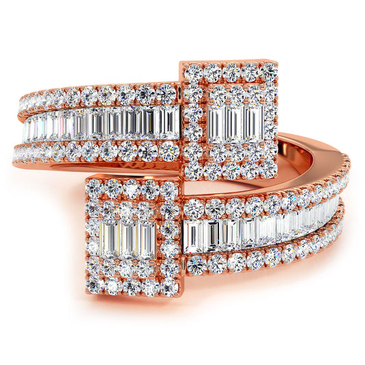 1.80ctw Natural Diamond Baguette Ring Set In 10k Rose Gold