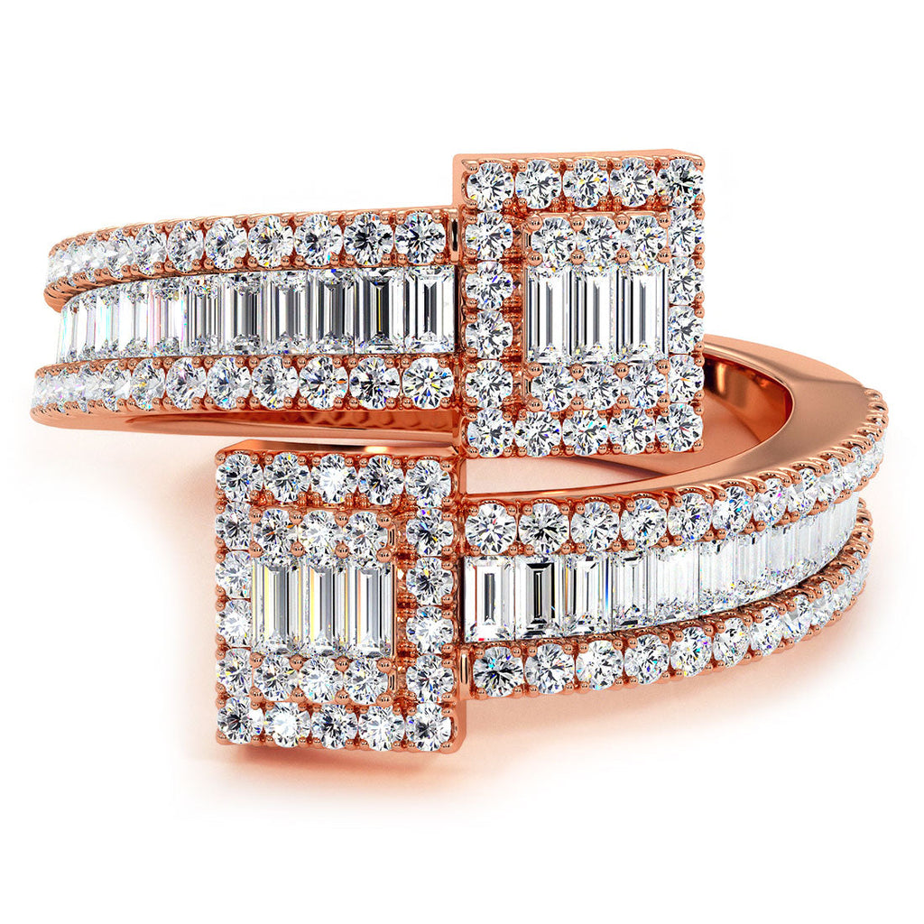 1.80ctw Natural Diamond Baguette Ring Set In 10k Rose Gold