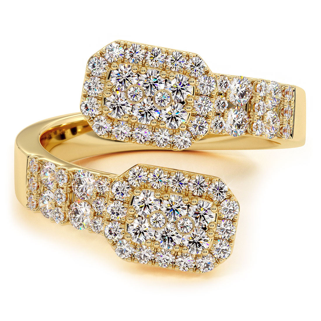 0.92ctw Natural Diamond Bangle Ring Set In 14k Yellow Gold