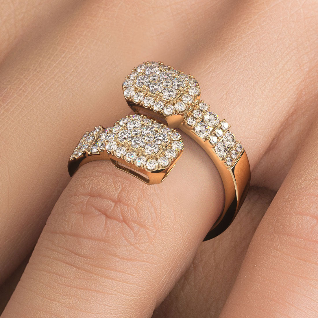 0.92ctw Natural Diamond Bangle Ring Set In 14k Yellow Gold