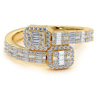 0.81ctw Natural Diamond Baguette Ring Set In 10k Yellow Gold