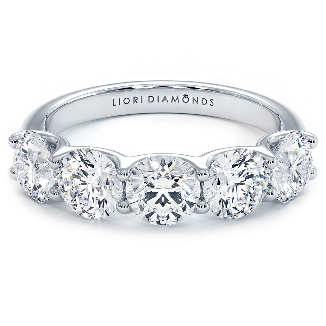 2.00ctw 5 Stone Diamond Wedding Band Anniversary Ring Set in 14k White Gold