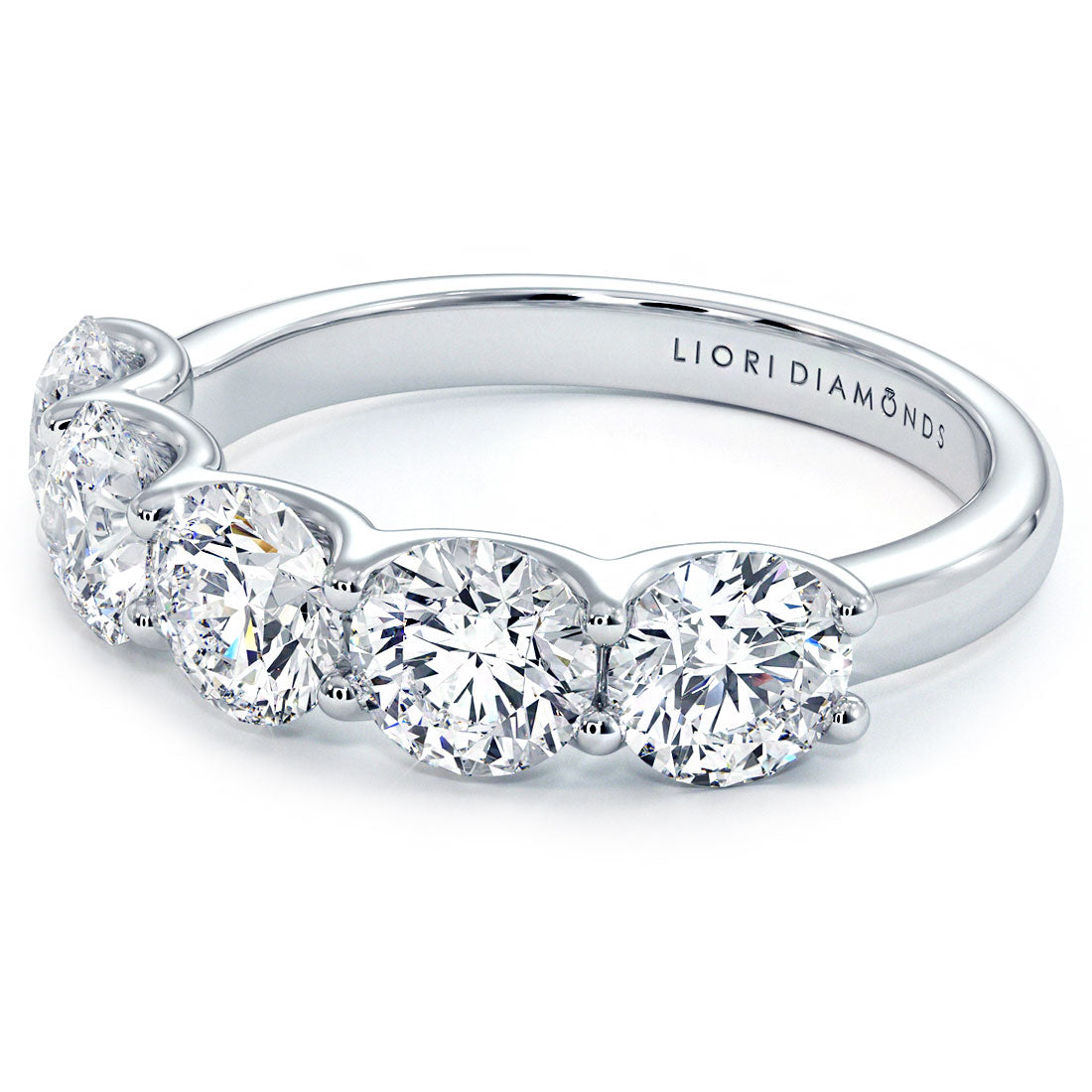 2.00ctw 5 Stone Diamond Wedding Band Anniversary Ring Set in 14k White Gold