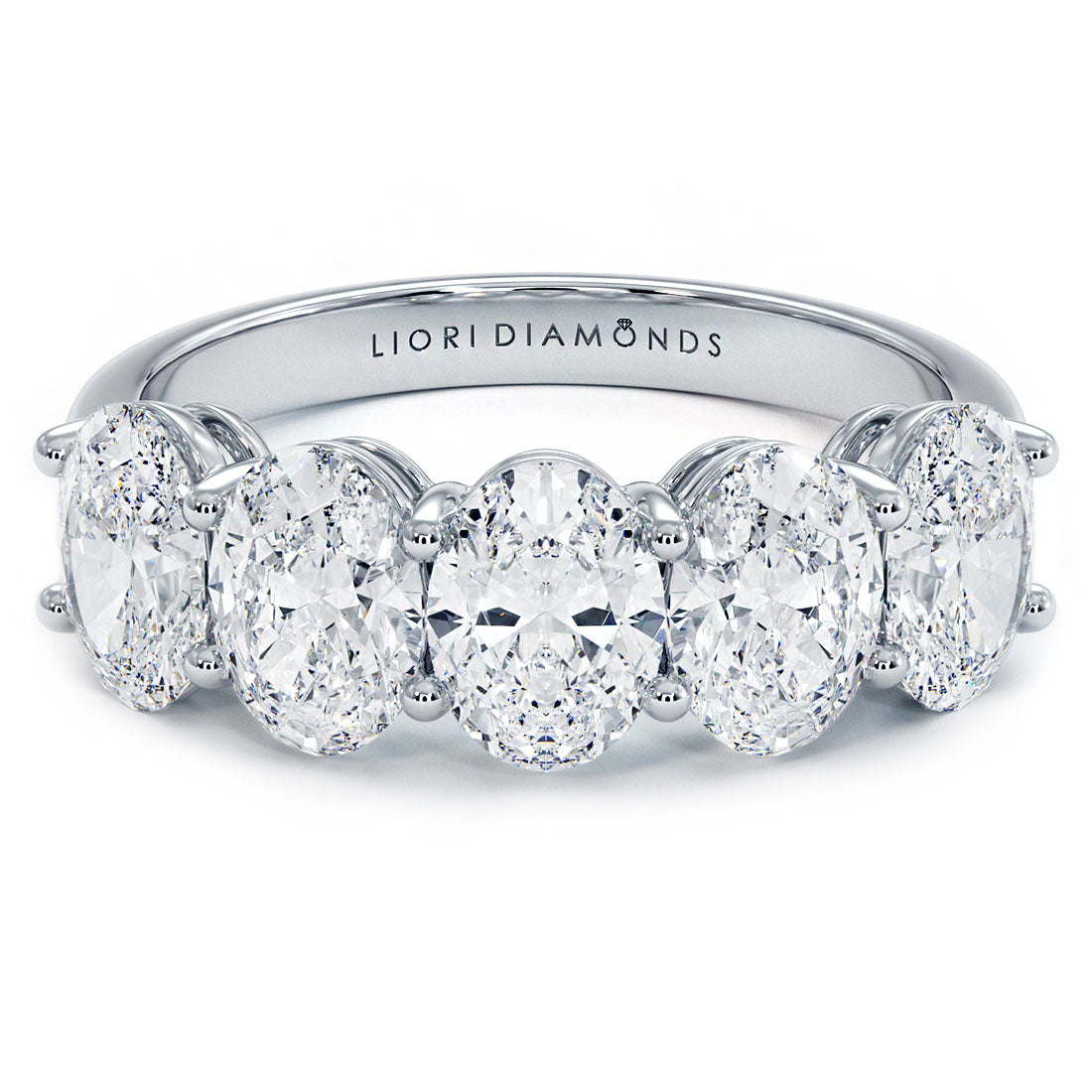 2.00ctw 5 Stone Oval Cut Diamond Wedding Band Anniversary Ring Set in 14k White Gold