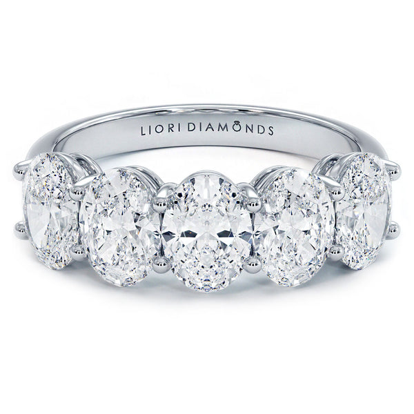 2.00ctw 5 Stone Oval Cut Diamond Wedding Band Anniversary Ring Set in 14k White Gold