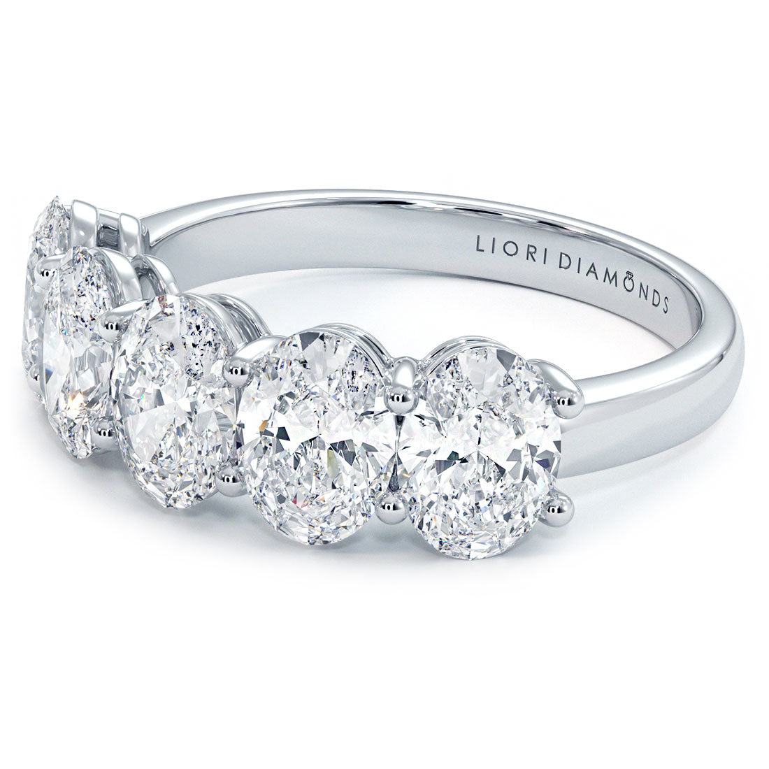 2.00ctw 5 Stone Oval Cut Diamond Wedding Band Anniversary Ring Set in 14k White Gold