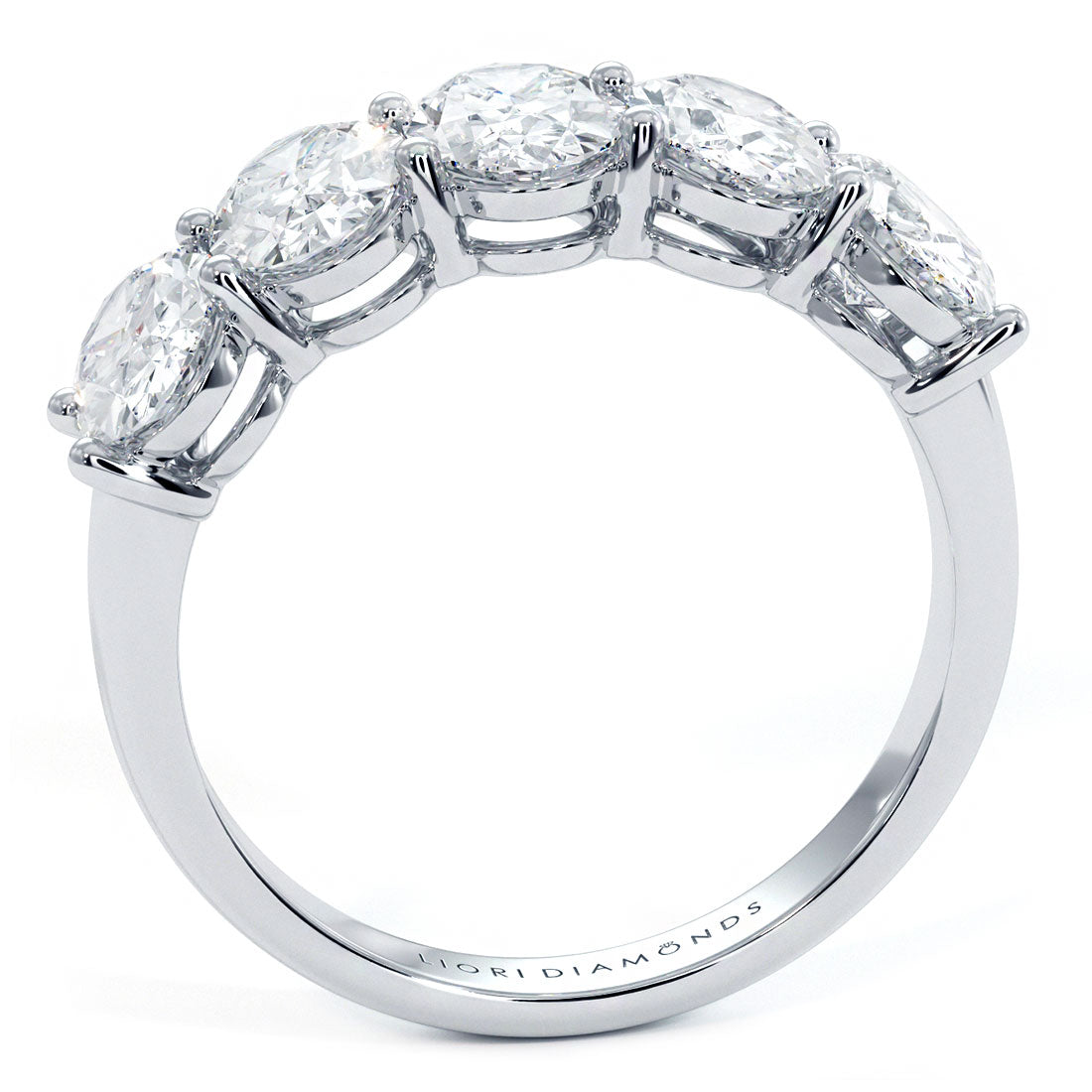 2.00ctw 5 Stone Oval Cut Diamond Wedding Band Anniversary Ring Set in 14k White Gold