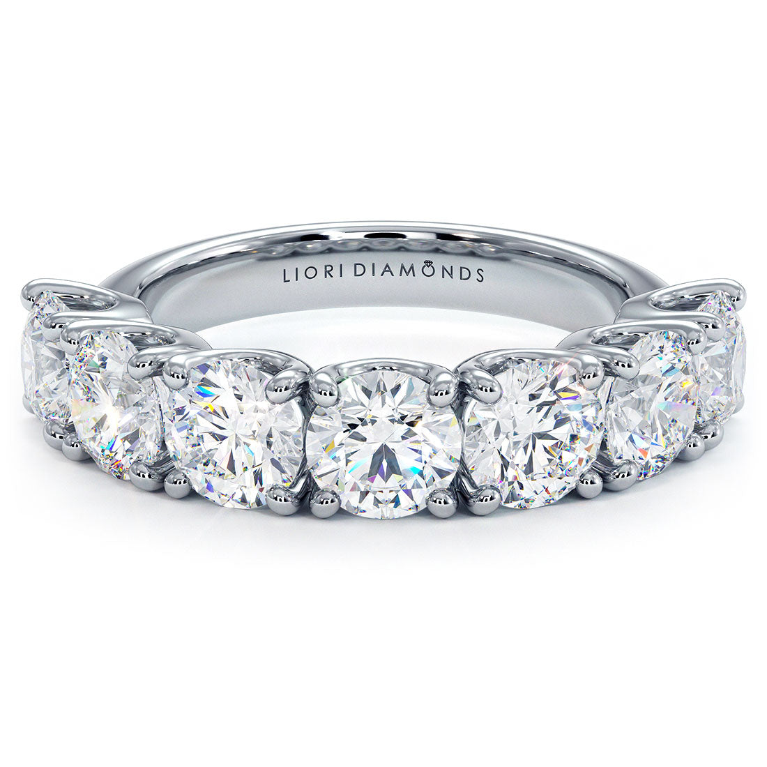 3.15ctw 7 Stone Diamond Wedding Band Anniversary Ring Set in 14k White Gold