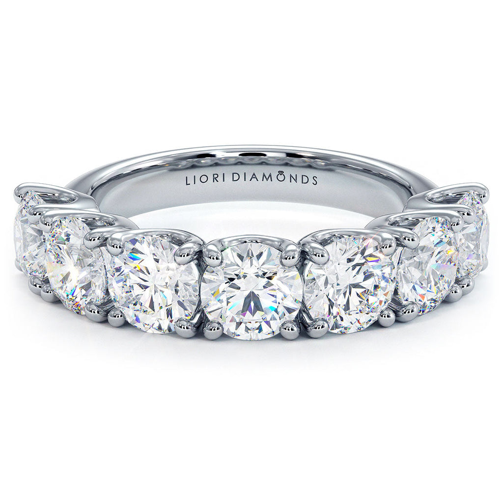 3.15 Carat 7 Stone Diamond Wedding Band Anniversary Ring Set in Platinum