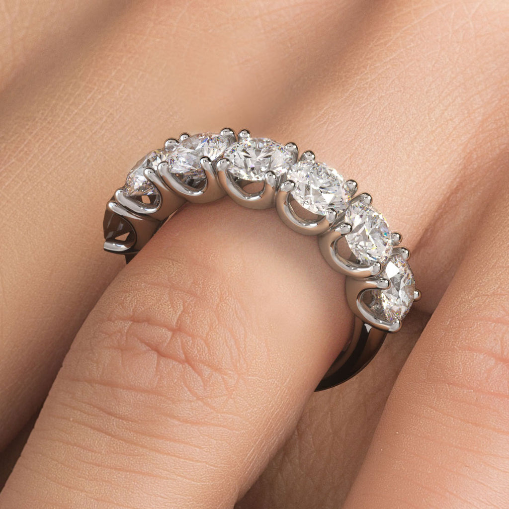 3.15 Carat 7 Stone Diamond Wedding Band Anniversary Ring Set in