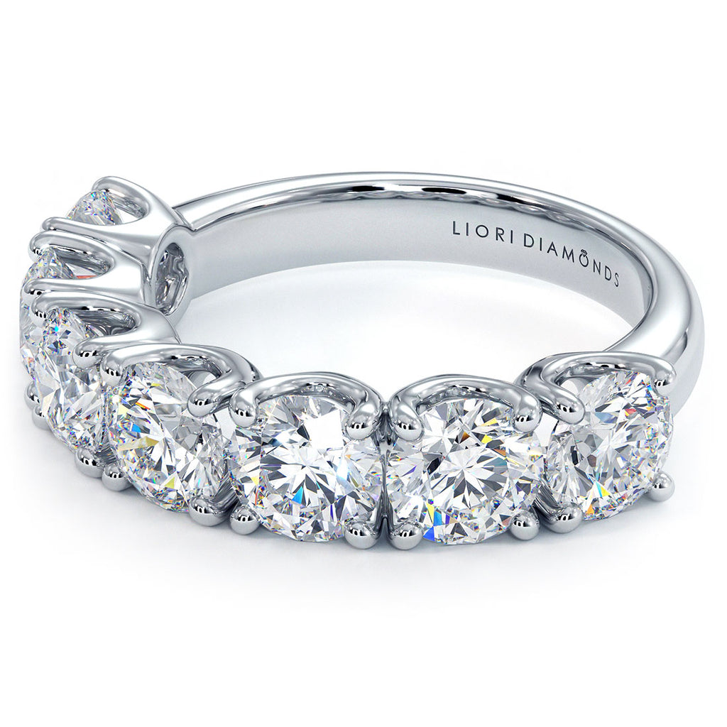 7-Stone Round Diamond Ring Wedding Band 14K White Gold .50 CTW | eBay