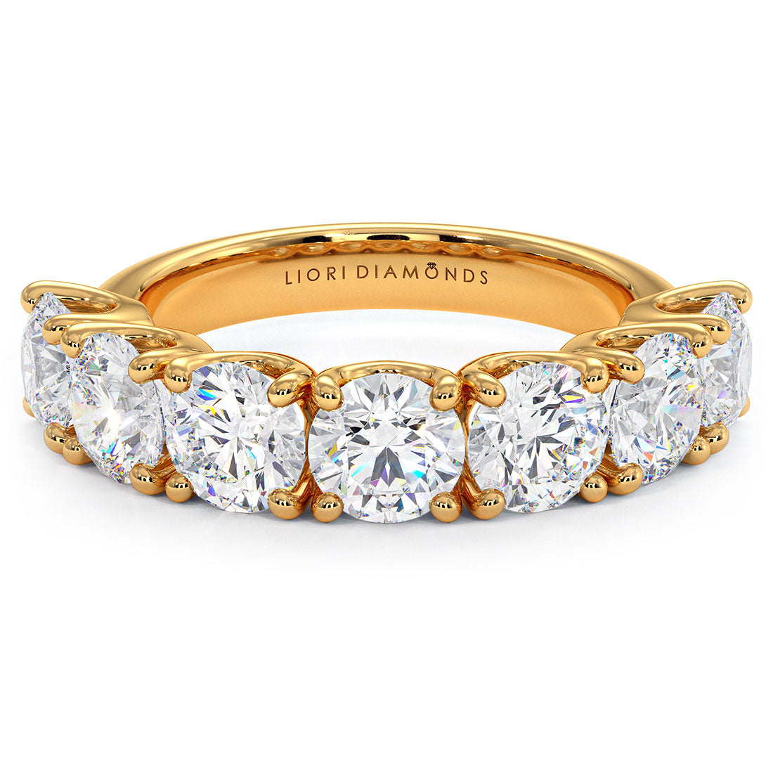 3.15ctw 7 Stone Diamond Wedding Band Anniversary Ring Set in 14k Yellow Gold