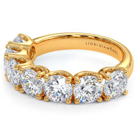 3.15 Carat 7 Stone Diamond Wedding Band Anniversary Ring Set in 14k Yellow Gold