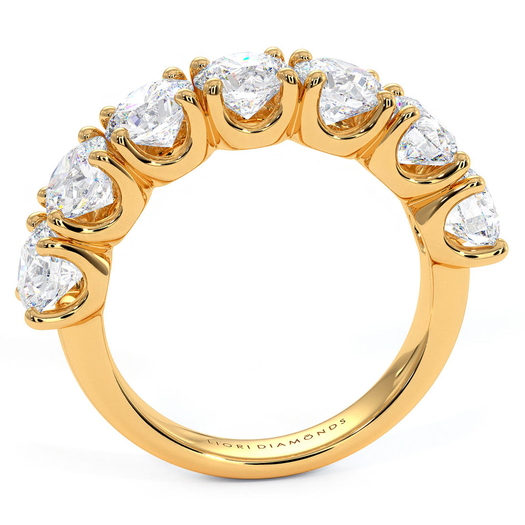 3.15 Carat 7 Stone Diamond Wedding Band Anniversary Ring Set in 14k Yellow Gold