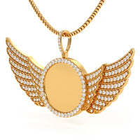 2.02ctw Angel Wings Diamond Picture Memory Pendant 14k Yellow Gold