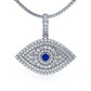 1.93ctw Diamond & Sapphire Evil Eye Pendant 14k White Gold