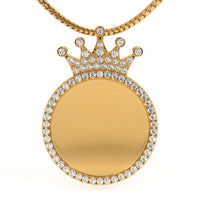 1.05ctw Crown King Diamond Picture Memory Pendant 14k Yellow Gold