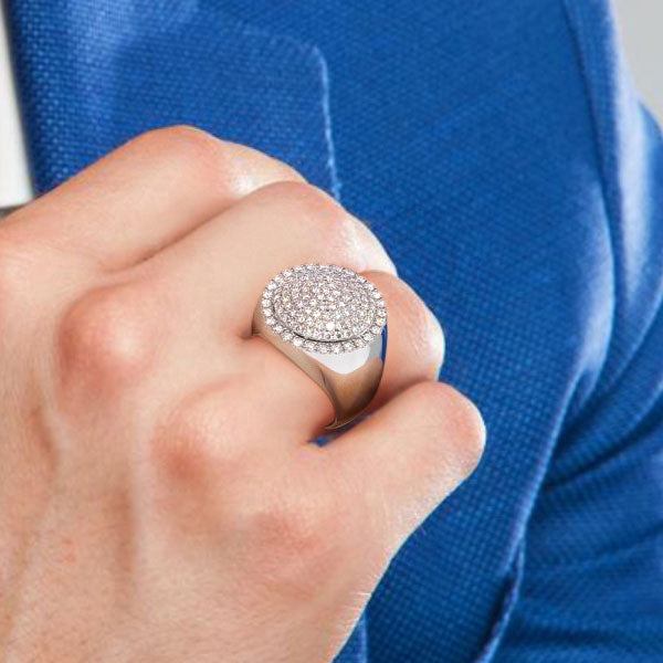 2.35ctw Natural Diamonds Men's Micropavé Ring set in 10k White Gold
