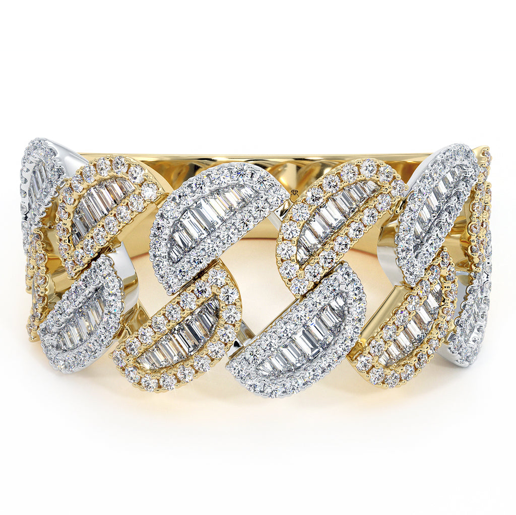2.50Ct Natural Diamond 14K Yellow Gold Miami Cuban Band Ring Size 9-12 |  WJD Exclusives
