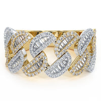 1.18ctw Natural Diamonds Men's Baguette Cuban Ring Set In 10k Yellow & White Gold