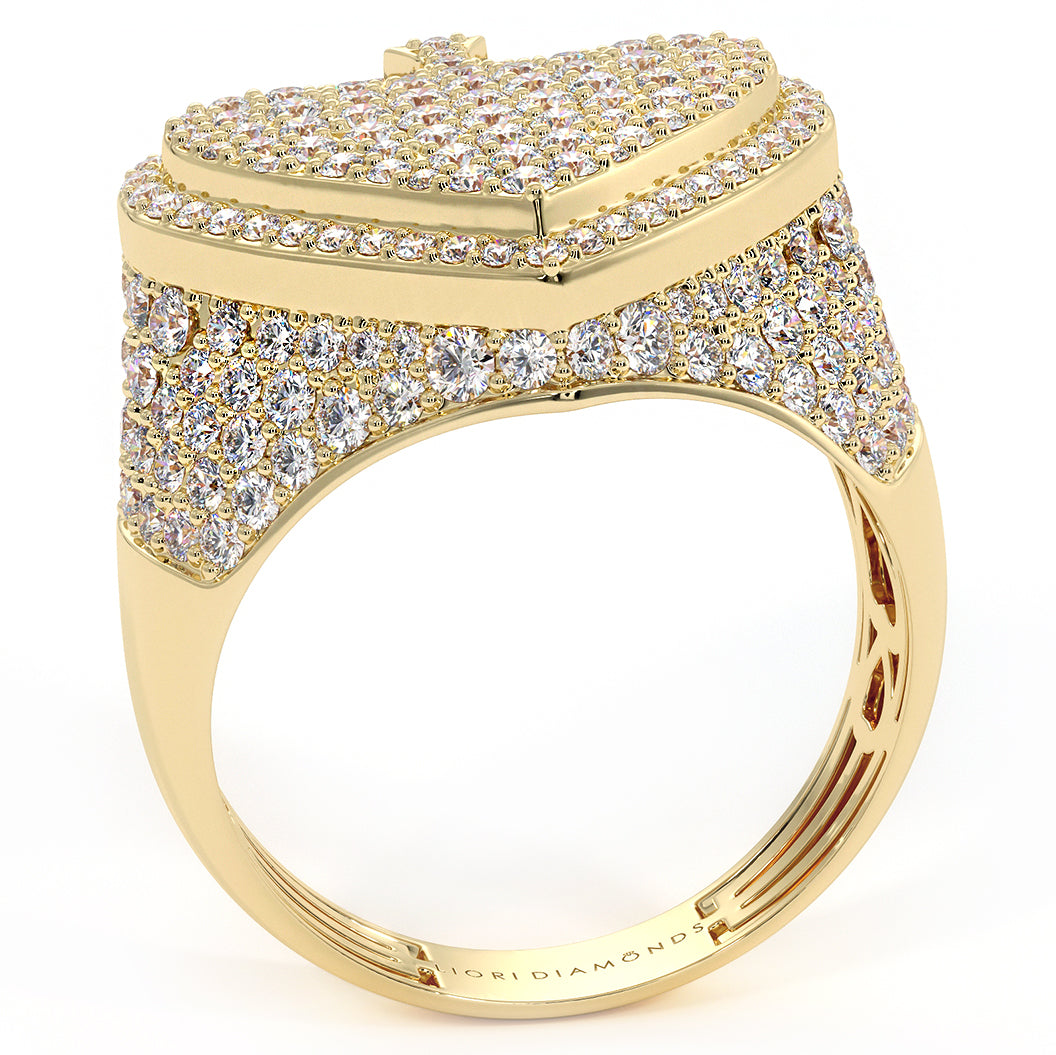 4.20ctw Natural Diamonds Men's Spaid Ring Set In 14k Yellow Gold