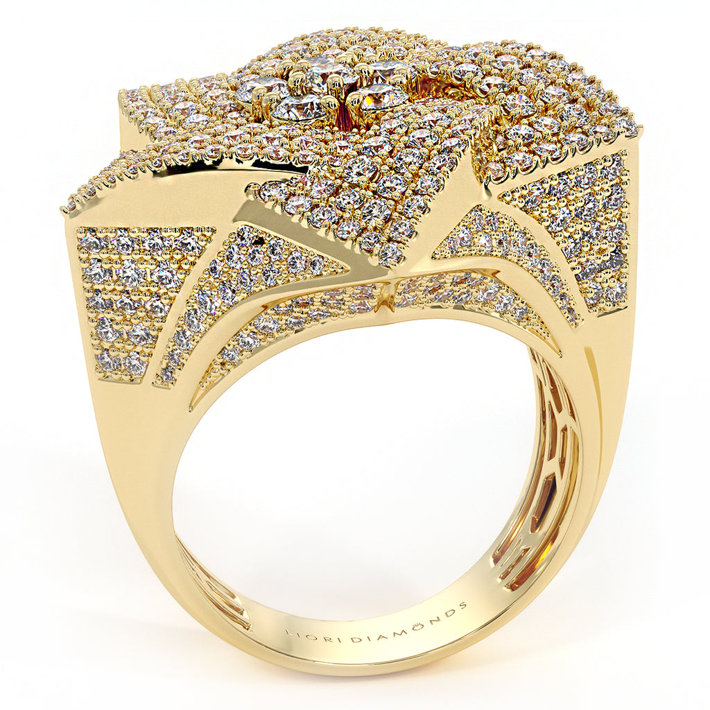 3.79ctw Natural Diamonds Men's Star Ring Set In 14k Yellow Gold