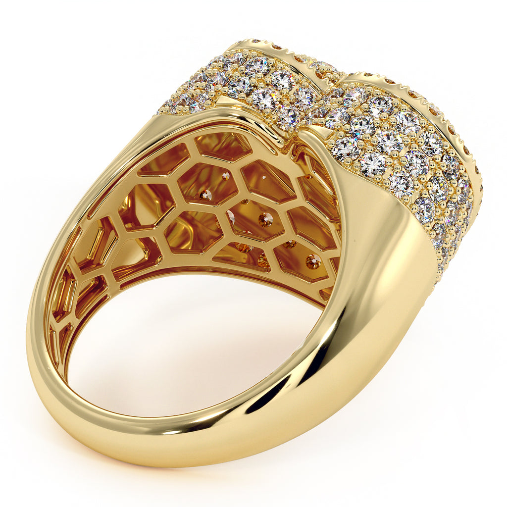 3.42ctw Natural Diamonds Men's Heart Ring Set In 14k Yellow Gold