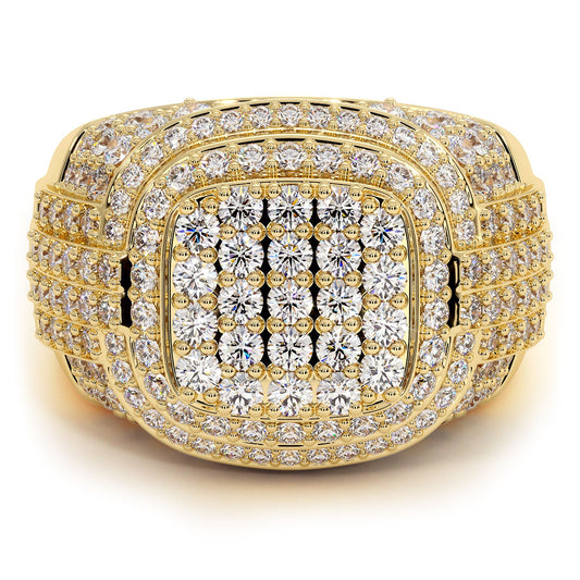 5.22ctw Natural Diamonds Men's Pave Ring Set In 14k Yellow Gold