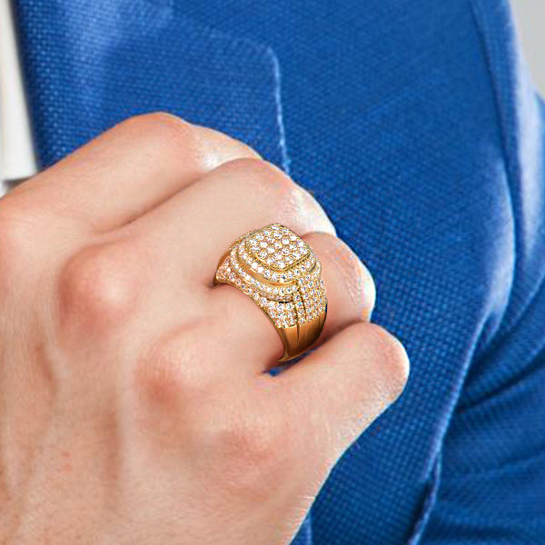 5.22ctw Natural Diamonds Men's Pave Ring Set In 14k Yellow Gold