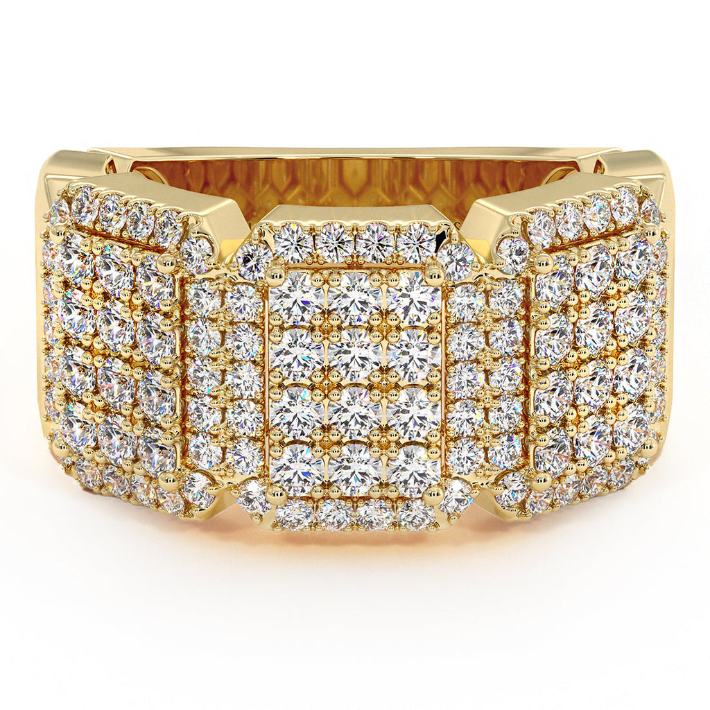 1.70ctw Natural Diamonds Men's Pave Ring Set In 14k Yellow Gold