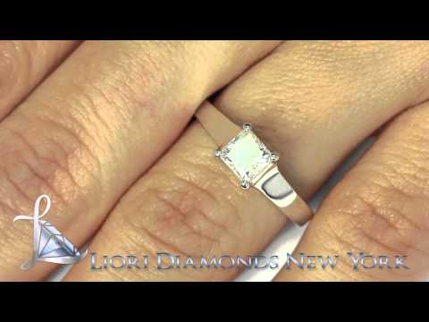 A-012 - 0.83 Carat I-SI1 Princess Cut Diamond Solitaire Engagement Ring 14k White Gold