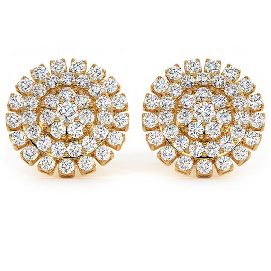 2.34ctw Diamonds Cluster Stud Earrings 14k Yellow Gold