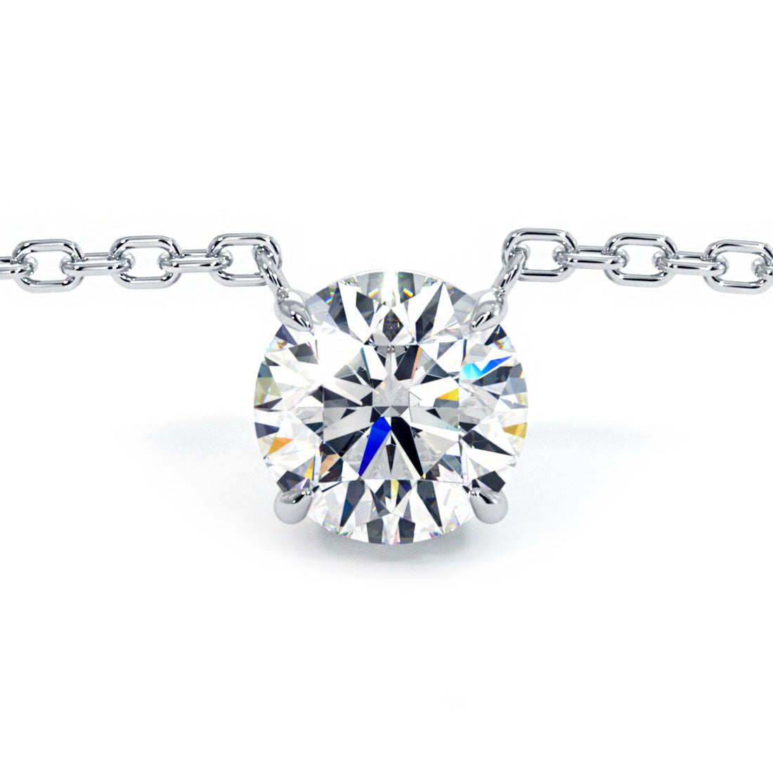 0.50 Carat Round Brilliant Solitaire Diamond Pendant Set In 14k White Gold