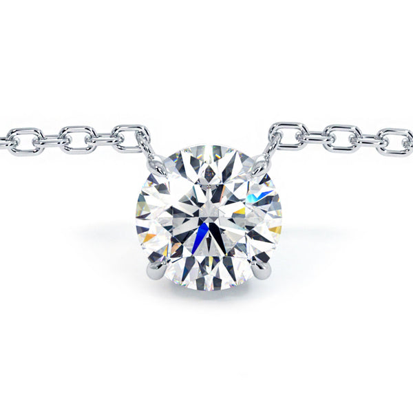 0.50 Carat Round Brilliant Solitaire Diamond Pendant Set In 14k White Gold