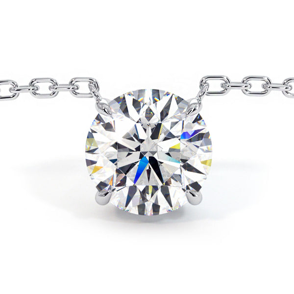 1 Carat Round Brilliant Solitaire Diamond Pendant Set In 14k White Gold
