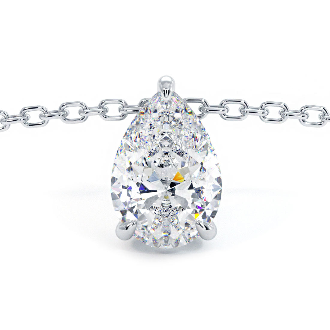 1.00 Carat Pear Shape Solitaire Diamond Pendant Set In 14k White Gold