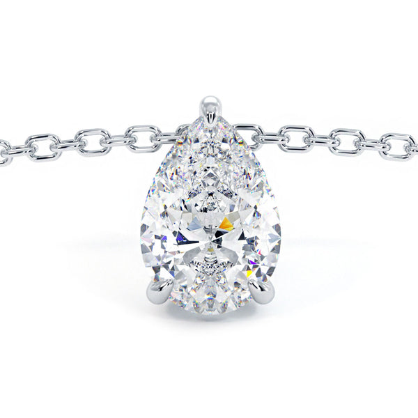 1.00 Carat Pear Shape Solitaire Diamond Pendant Set In 14k White Gold
