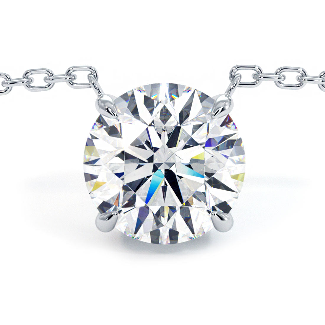 1.5 Carat Round Brilliant Solitaire Diamond Pendant Set In 14k White Gold
