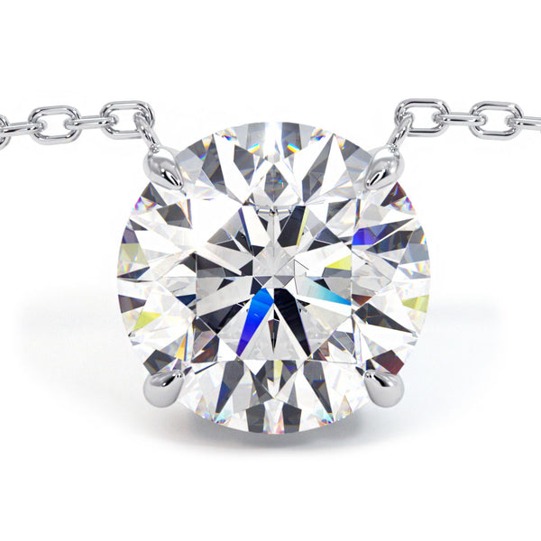 2 Carat Round Brilliant Solitaire Diamond Pendant Set In 14k White Gold