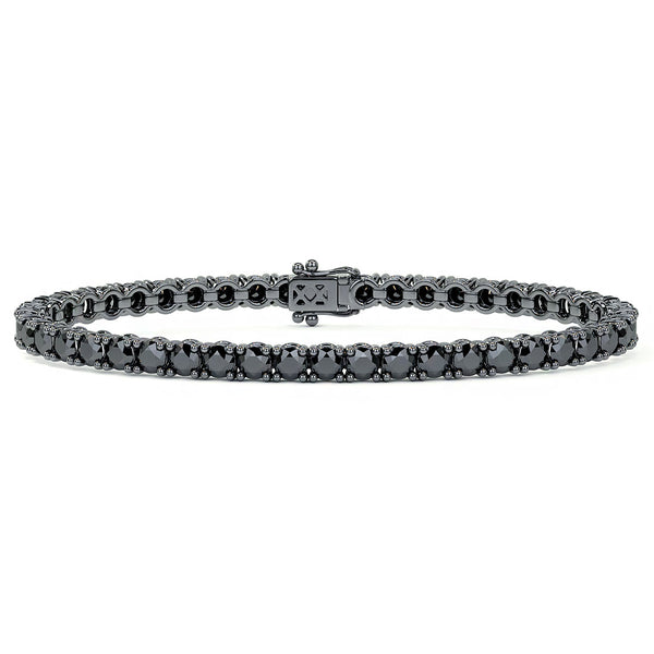 7.50ctw Round Brilliant Black Diamond Tennis Bracelet set in 14k Black Gold