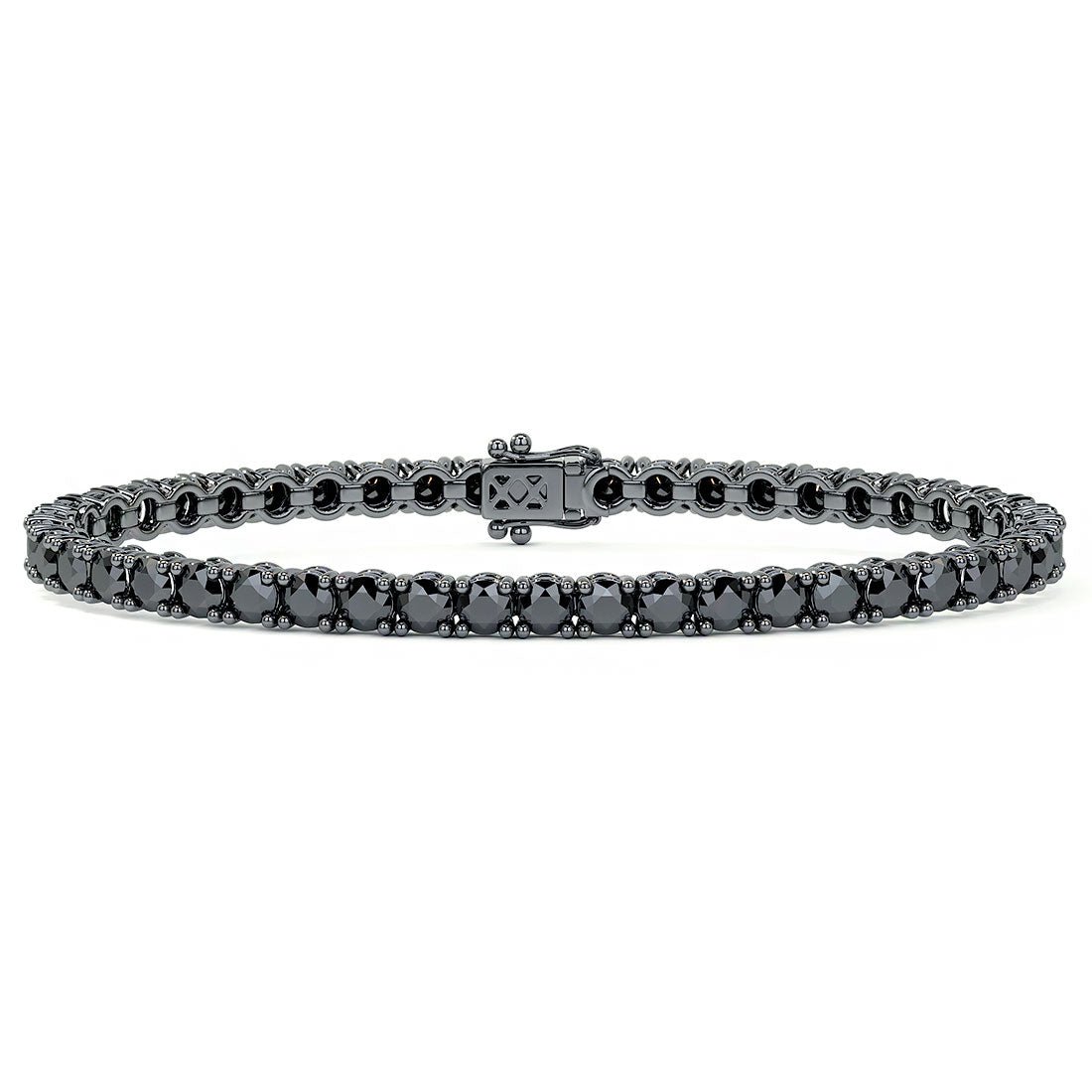 8.50ctw Round Brilliant Black Diamond Tennis Bracelet set in 14k Black Gold
