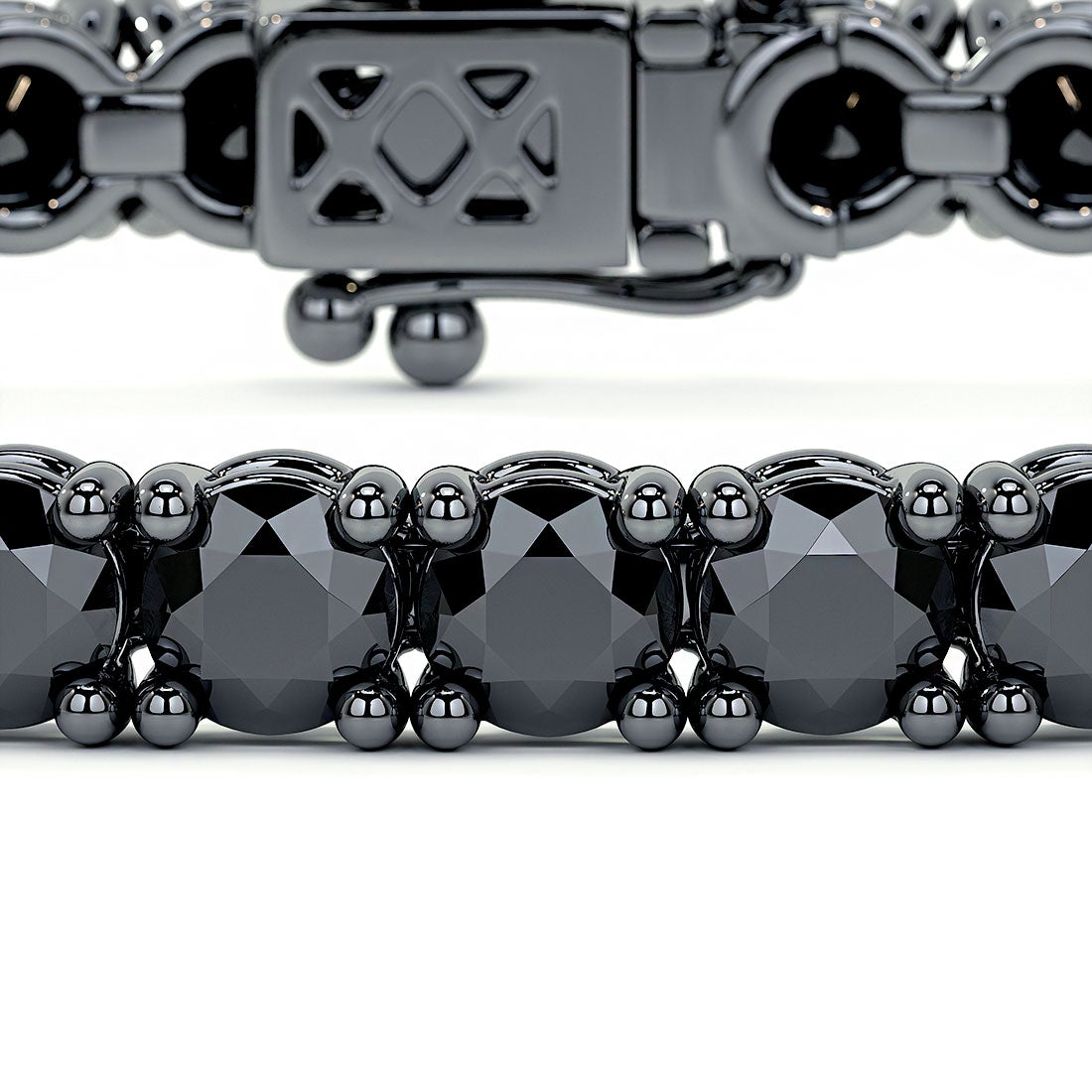 8.50ctw Round Brilliant Black Diamond Tennis Bracelet set in 14k Black Gold