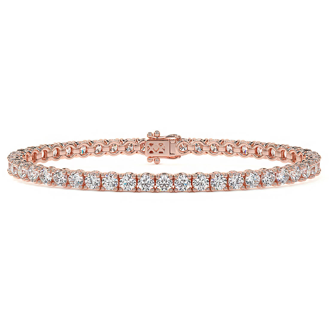 8.50ctw Round Brilliant Diamond Tennis Bracelet set in 14k Rose Gold